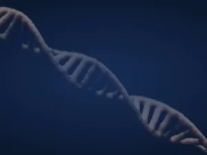 深色背景上的金色 DNA 雙螺旋