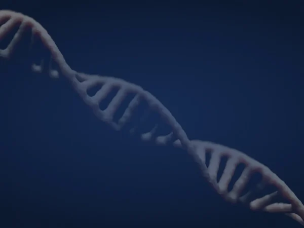 深色背景上的金色 DNA 雙螺旋